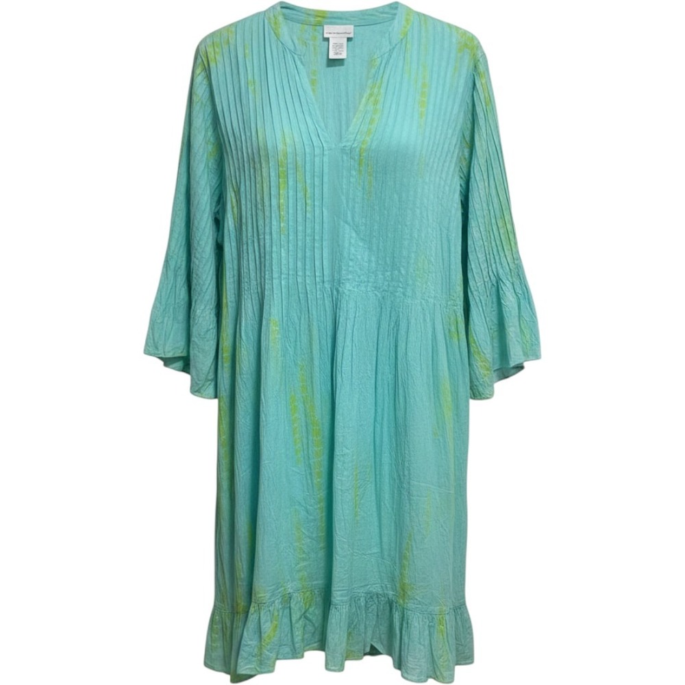 Soft Surroundings Tie Dye Pintuck Tunic Dress Womens 2X Boho Coastal Beachy